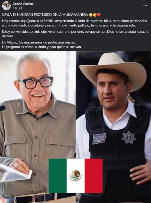 “A él sí lo cuidan”: viuda de Carlos Manzo lanza reclamo tras protección federal a Rocha Moya